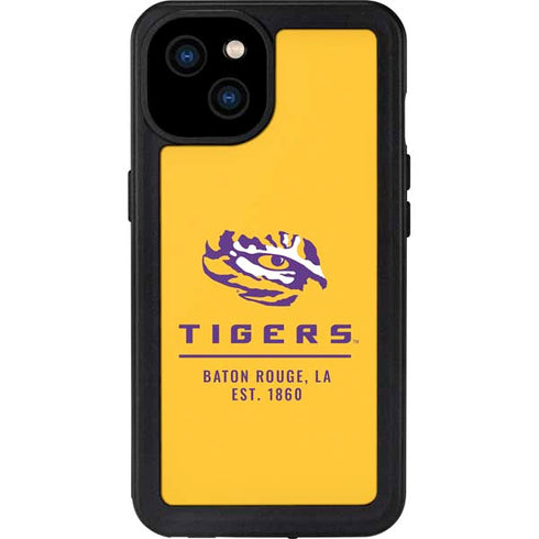 LSU Tigers Baton Rouge Yellow iPhone 15 Plus Waterproof Case